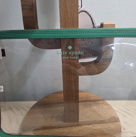 Kate Spade Addie See Through Pouch in clear PVC with Wristlet Set, Snow Pea LN - Picture 4 of 14